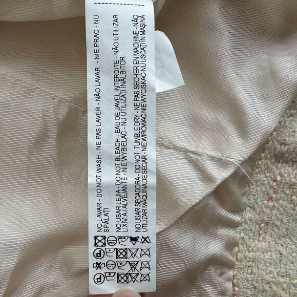 Zara Womens Tweed Moto Jacket Small Ivory Neon Texture Full Zip Blazer Career - Picture 14 of 16